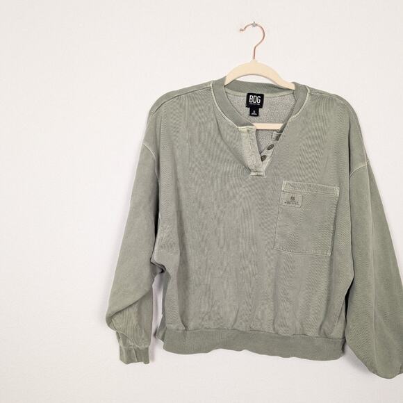Urban Outfitters BDG Smoke Green Henley Pocket Sweatshirt Size S - Picture 3 of 7